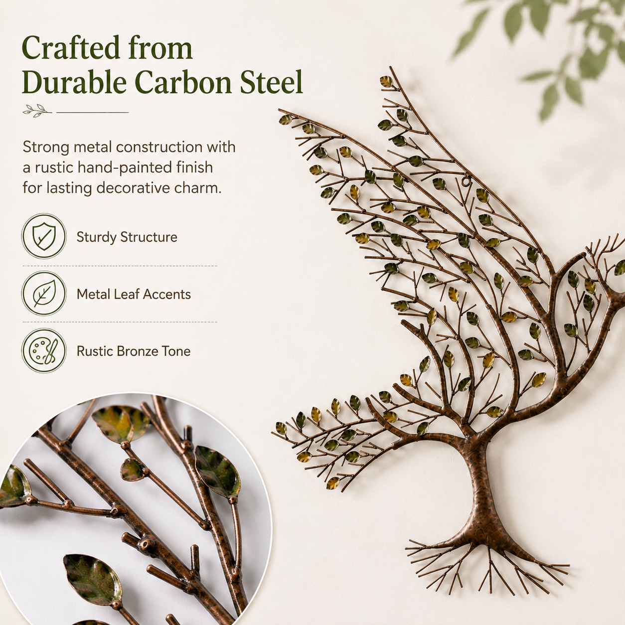 Tree of Life Hummingbird Metal Wall Art – Rustic Carbon Steel Nature Décor