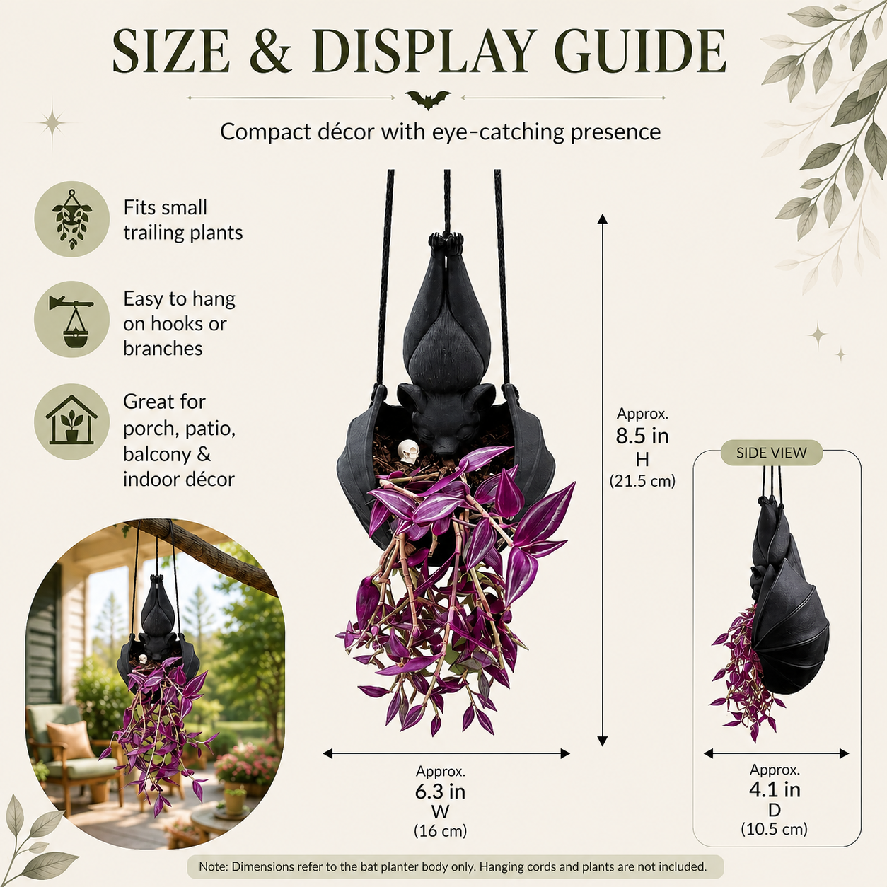 Hanging Bat Planter – Gothic Resin Flower Pot with Hanging Cords 🦇