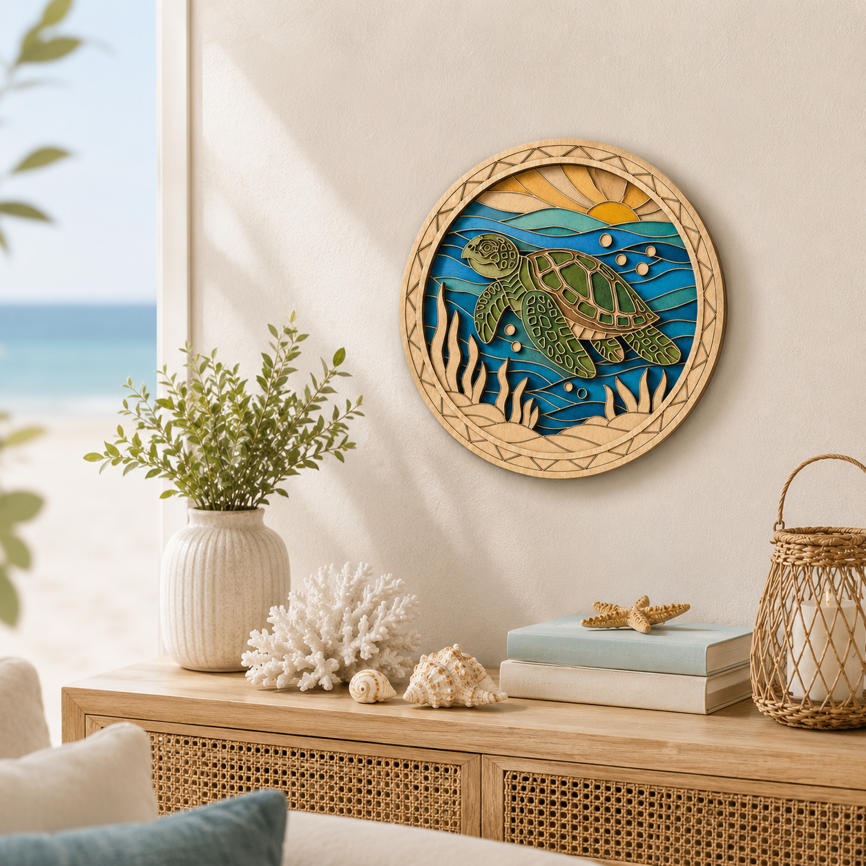 DIY Wooden Sea Turtle Painting Kit – Layered Coastal Wall & Tabletop Decor 🐢🌊