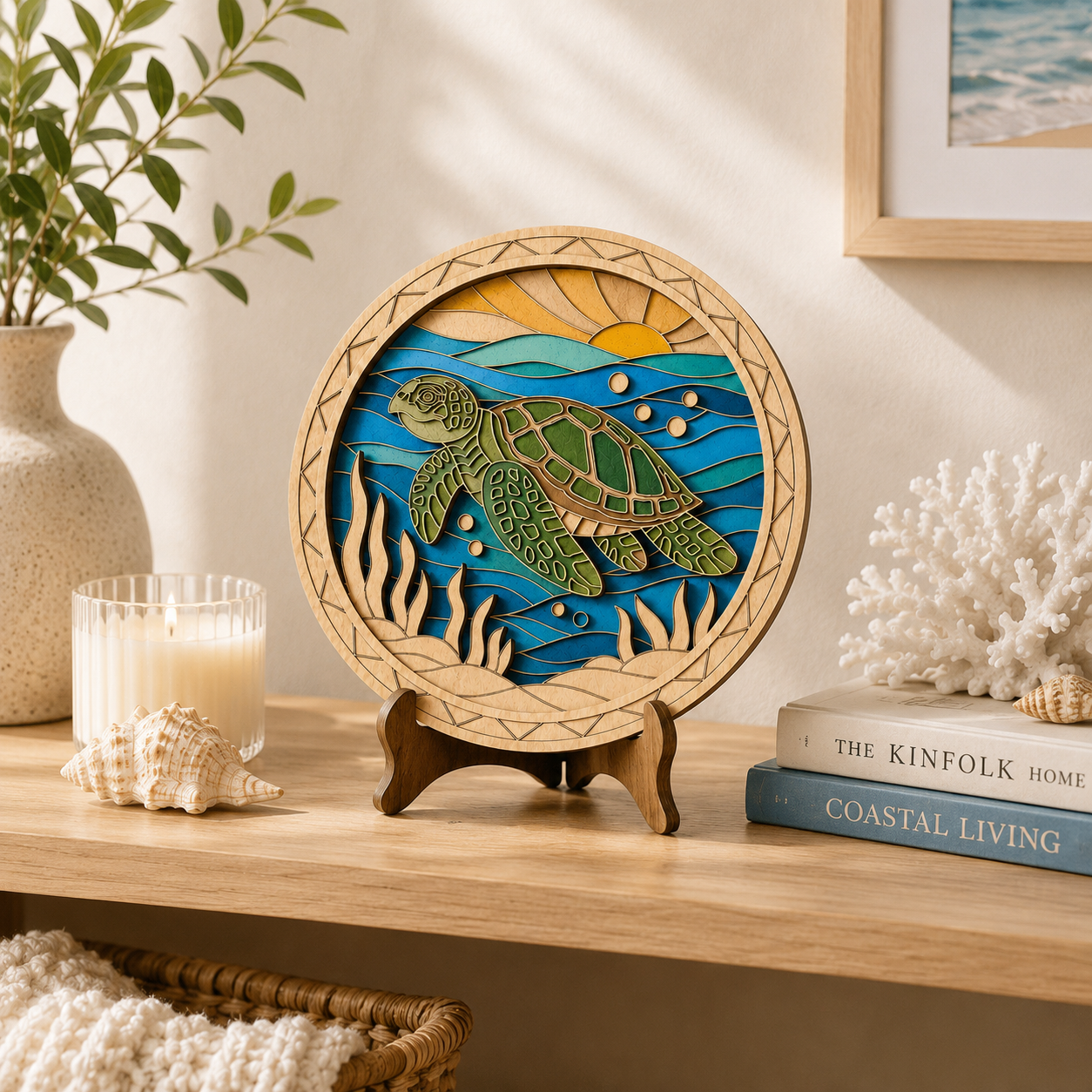 DIY Wooden Sea Turtle Painting Kit – Layered Coastal Wall & Tabletop Decor 🐢🌊