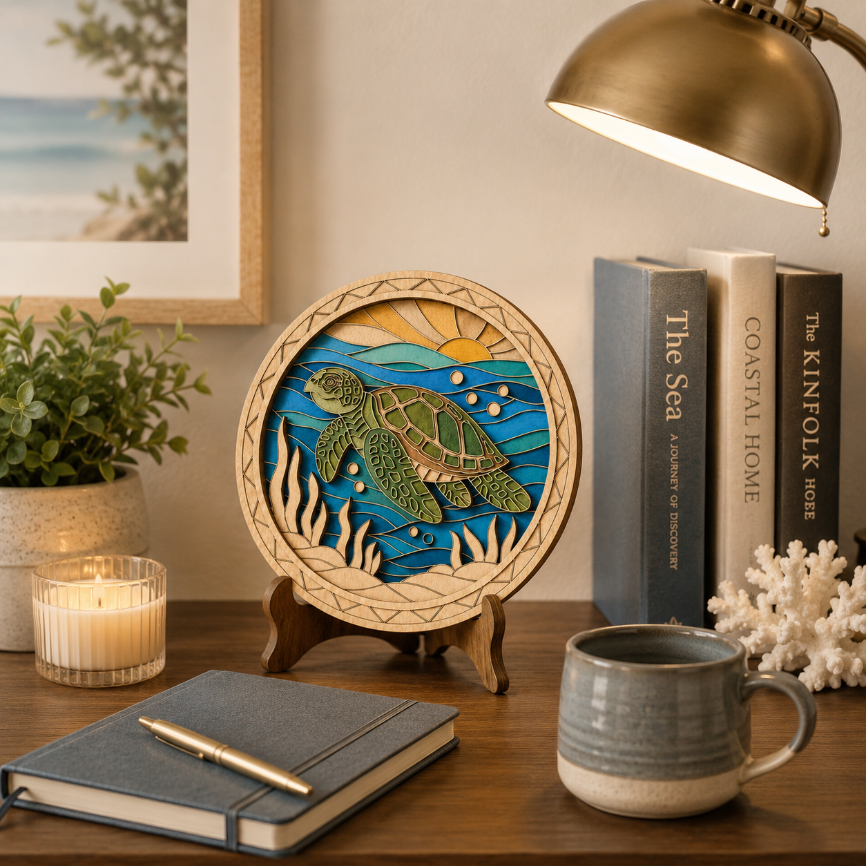 DIY Wooden Sea Turtle Painting Kit – Layered Coastal Wall & Tabletop Decor 🐢🌊
