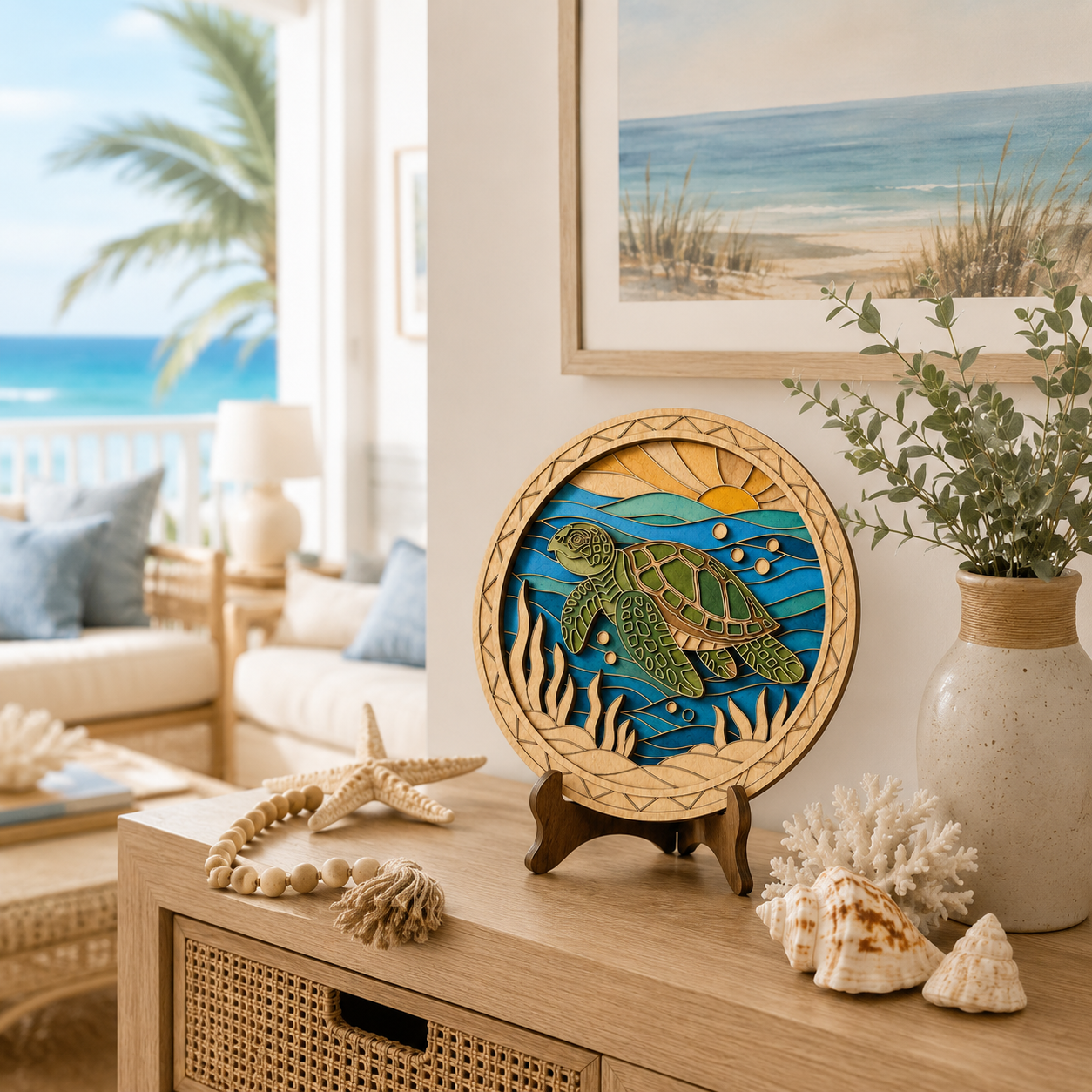 DIY Wooden Sea Turtle Painting Kit – Layered Coastal Wall & Tabletop Decor 🐢🌊