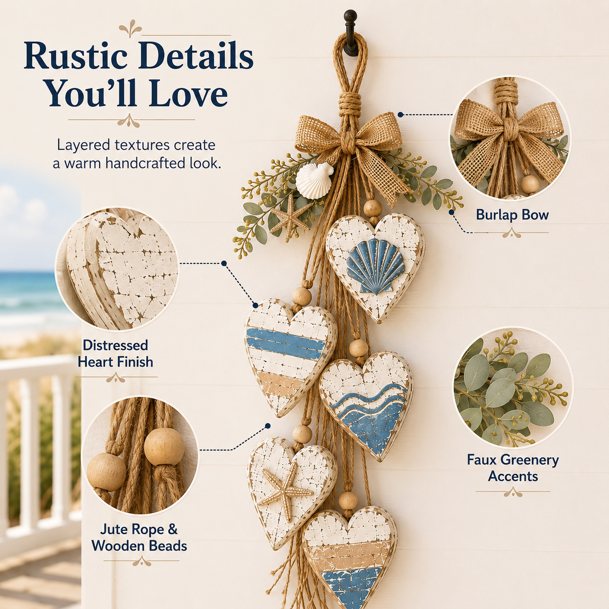 Lighted Rustic Heart Wall Hanging with Remote – 2 Styles