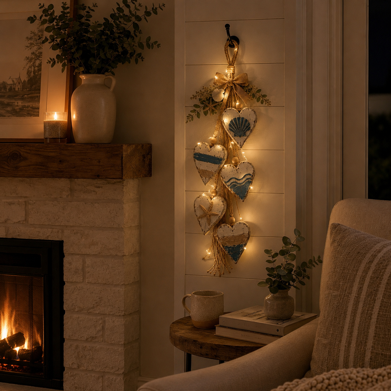 Lighted Rustic Heart Wall Hanging with Remote – 2 Styles