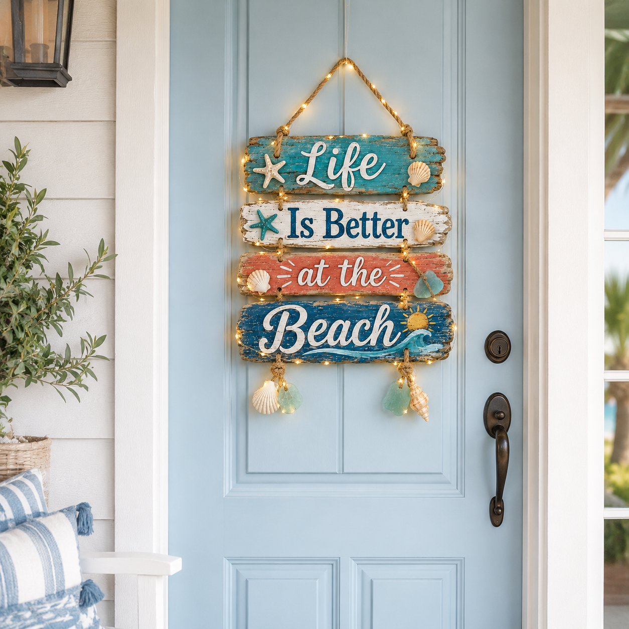 Lighted “Life Is Better at the Beach” Hanging Sign