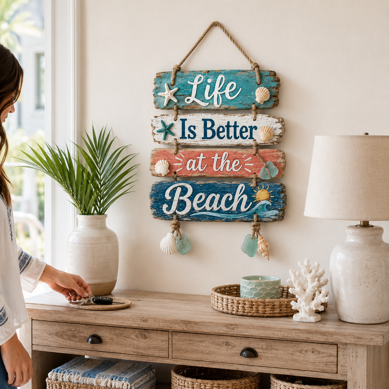 Lighted “Life Is Better at the Beach” Hanging Sign