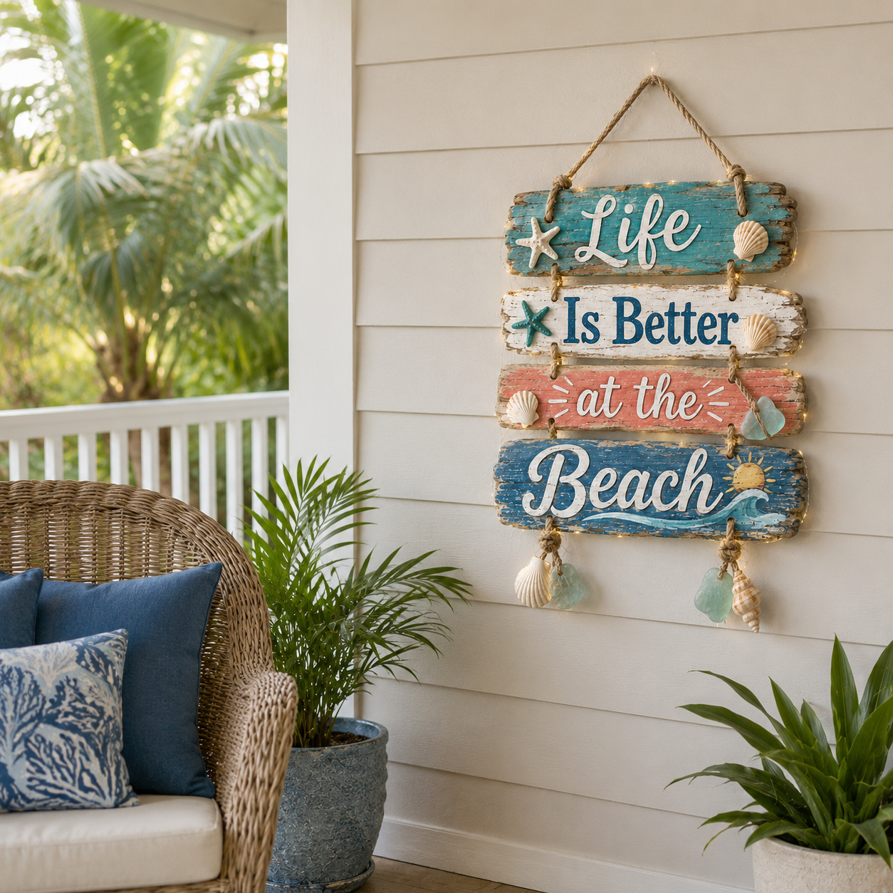 Lighted “Life Is Better at the Beach” Hanging Sign