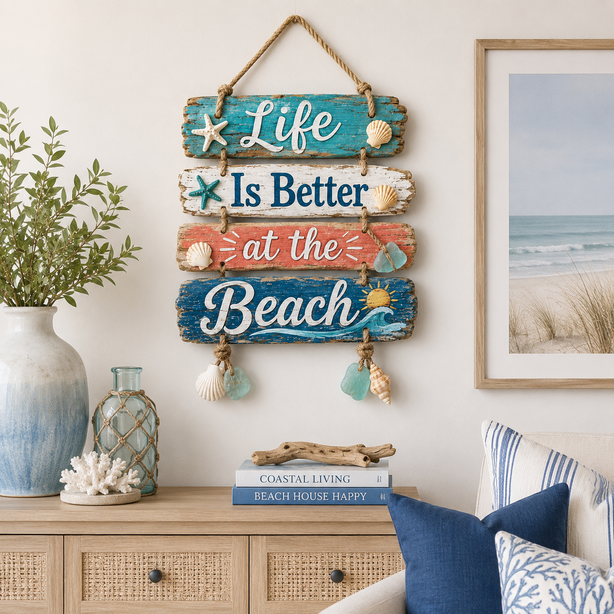 Lighted “Life Is Better at the Beach” Hanging Sign
