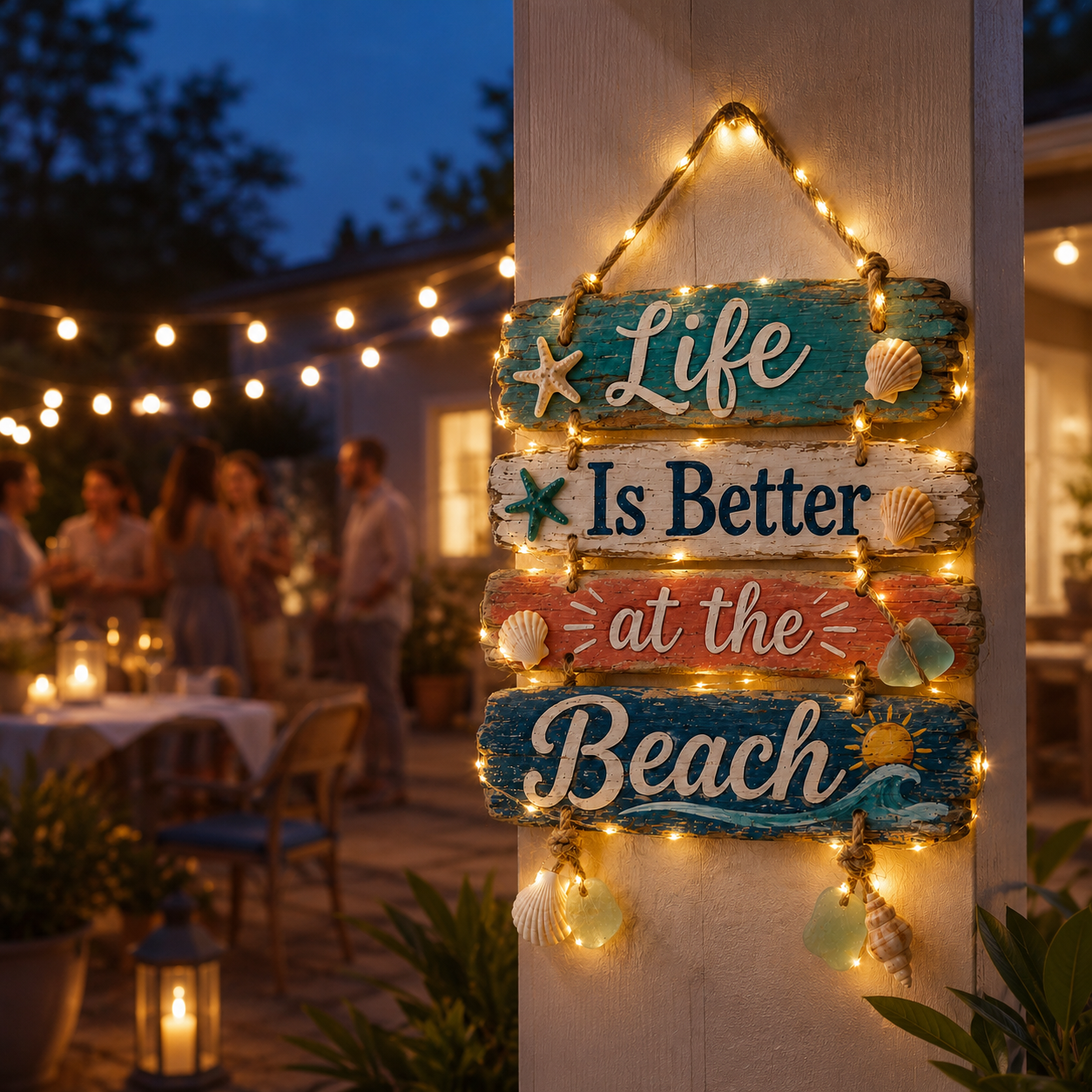 Lighted “Life Is Better at the Beach” Hanging Sign