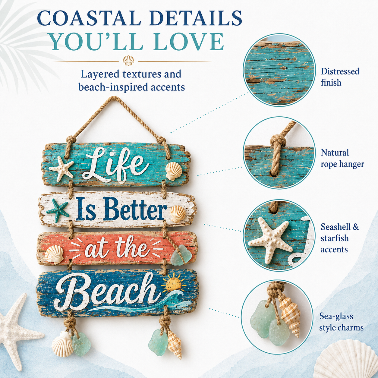 Lighted “Life Is Better at the Beach” Hanging Sign