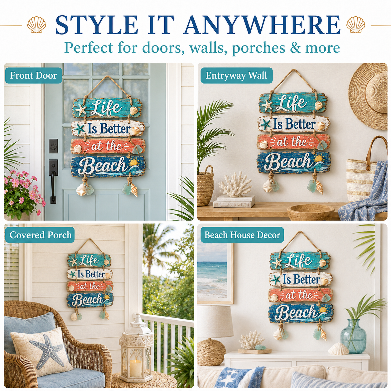 Lighted “Life Is Better at the Beach” Hanging Sign
