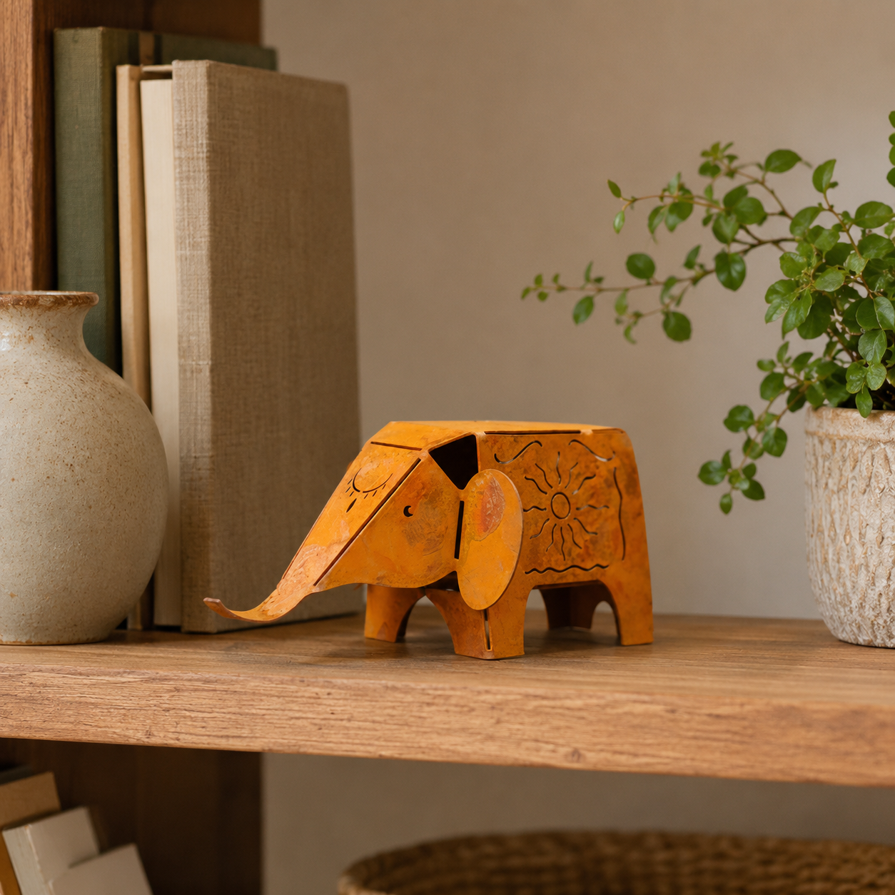 Rustic Metal Elephant Figurine