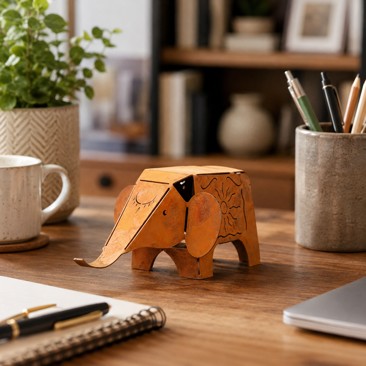 Rustic Metal Elephant Figurine