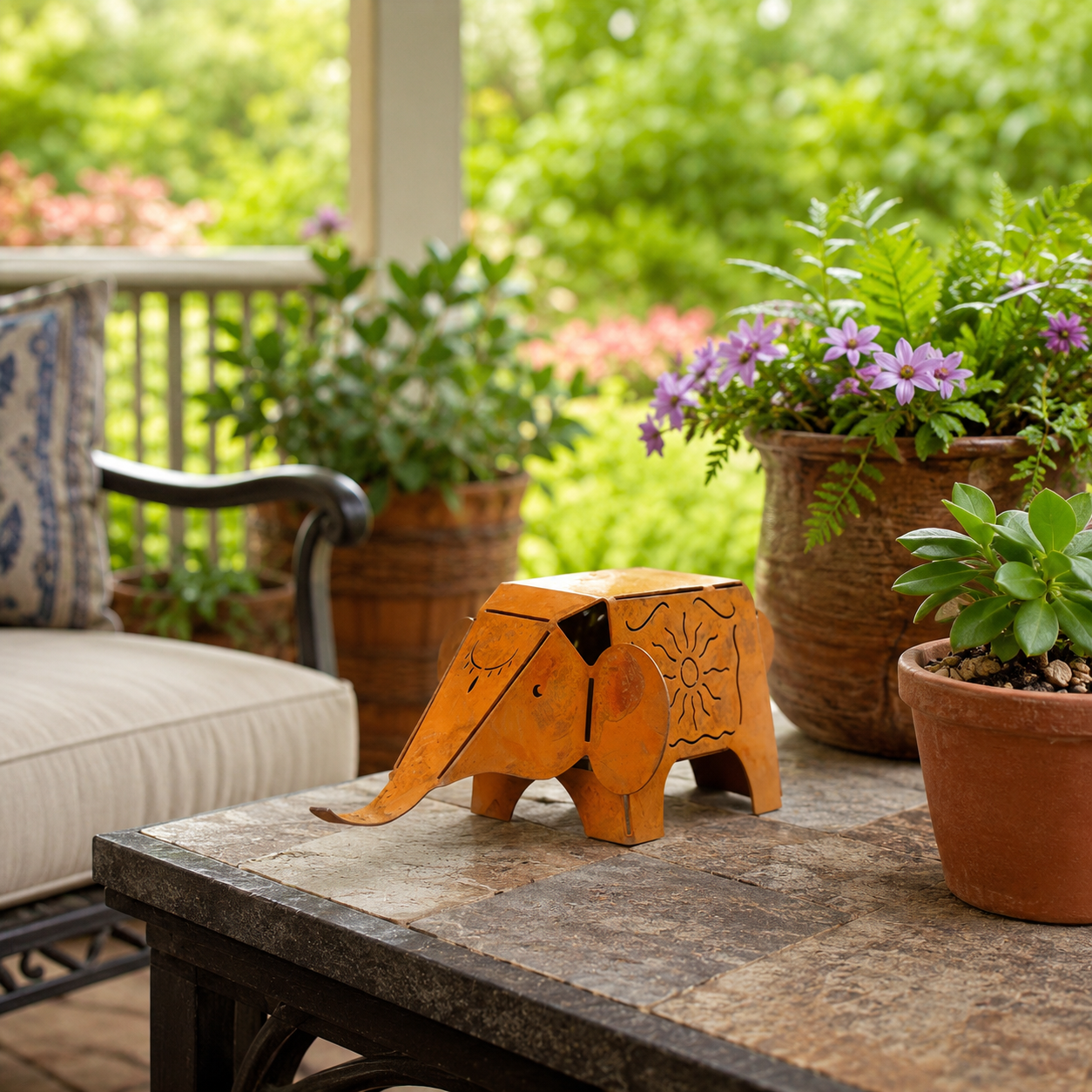 Rustic Metal Elephant Figurine