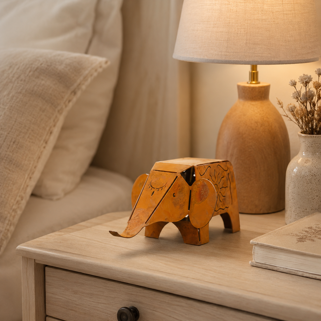 Rustic Metal Elephant Figurine