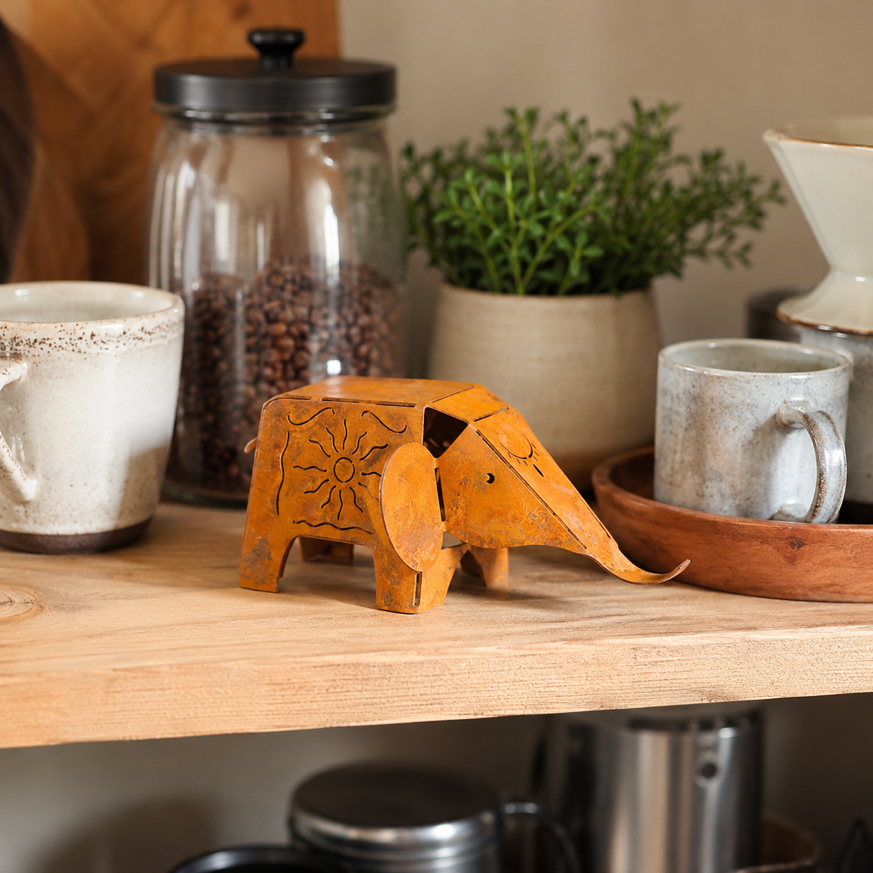 Rustic Metal Elephant Figurine
