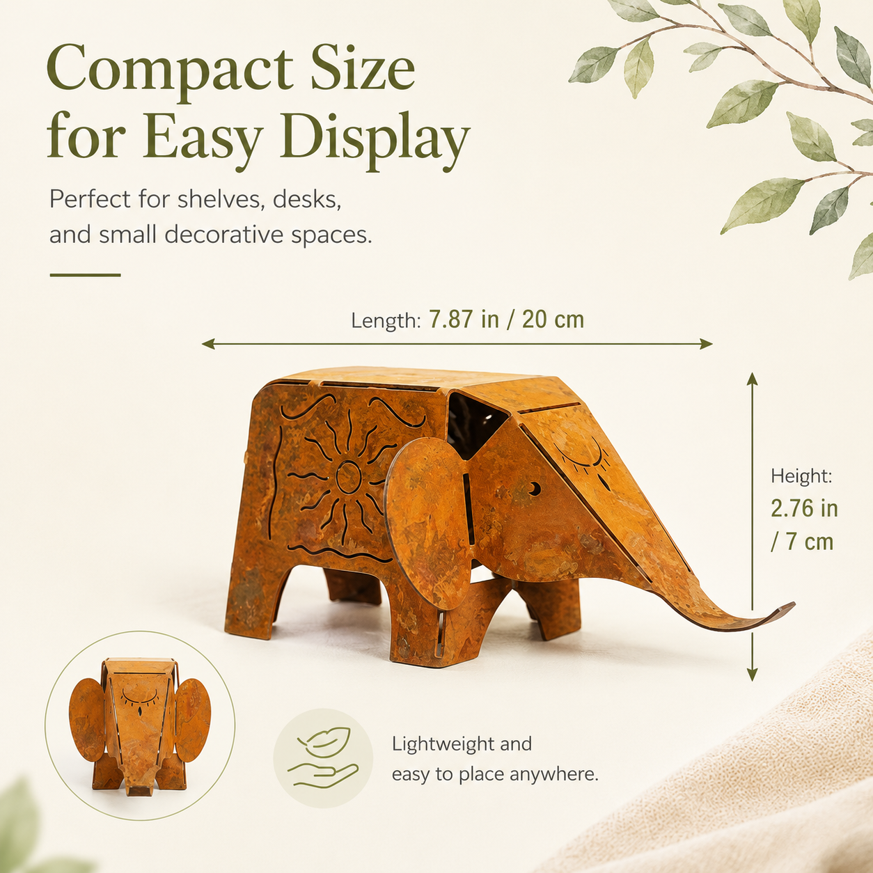 Rustic Metal Elephant Figurine