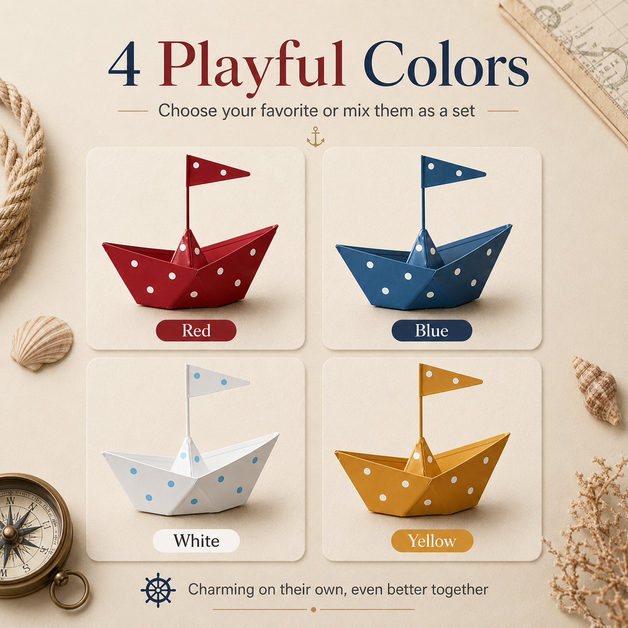 Whimsical Metal Sailboat Tabletop Decor – Nautical Iron Boat Ornament with Polka Dot Design