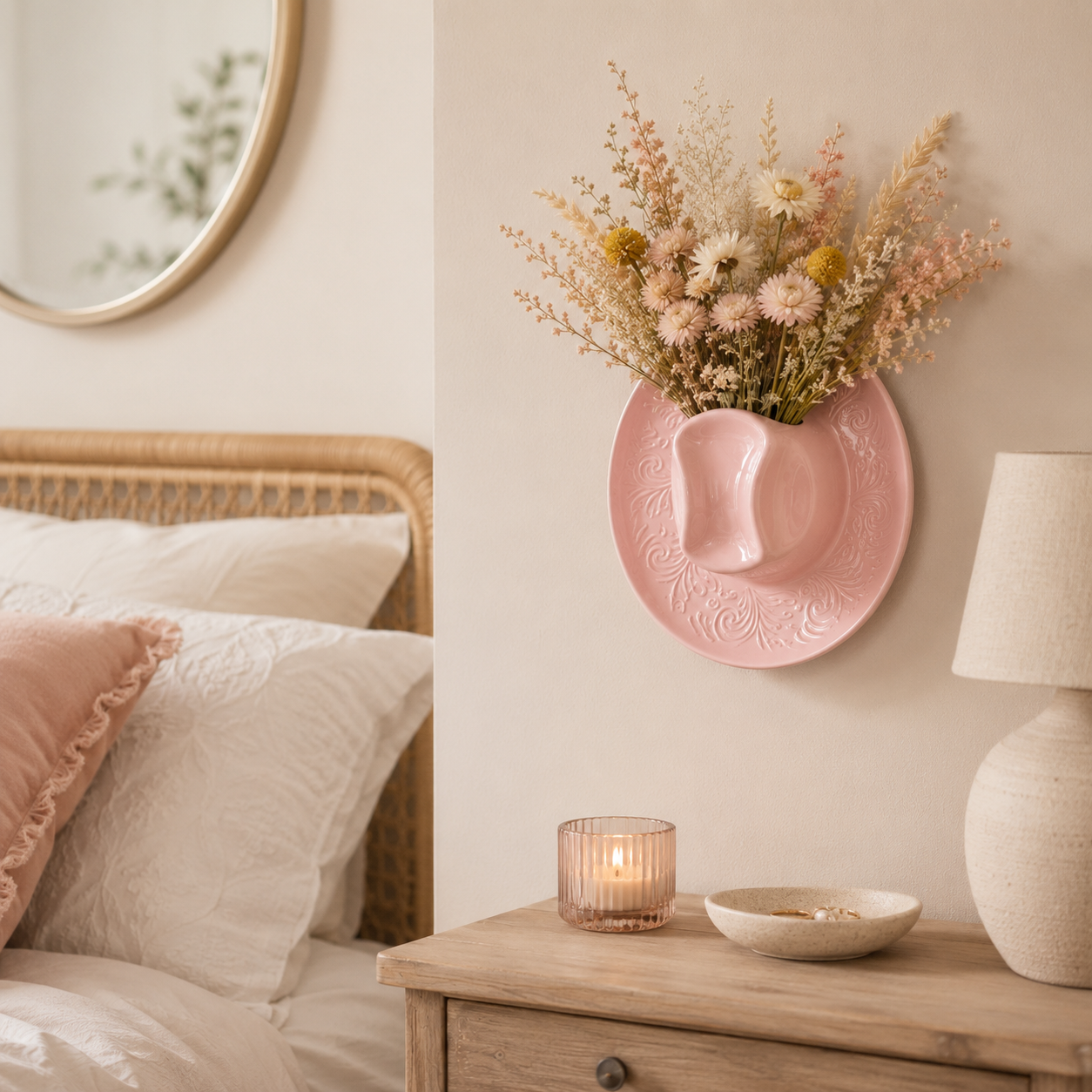 Cowboy Hat Resin Wall Vase – Western Hanging Flower Décor