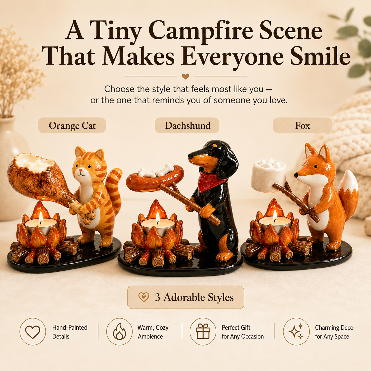 Animal Campfire Tealight Candle Holder