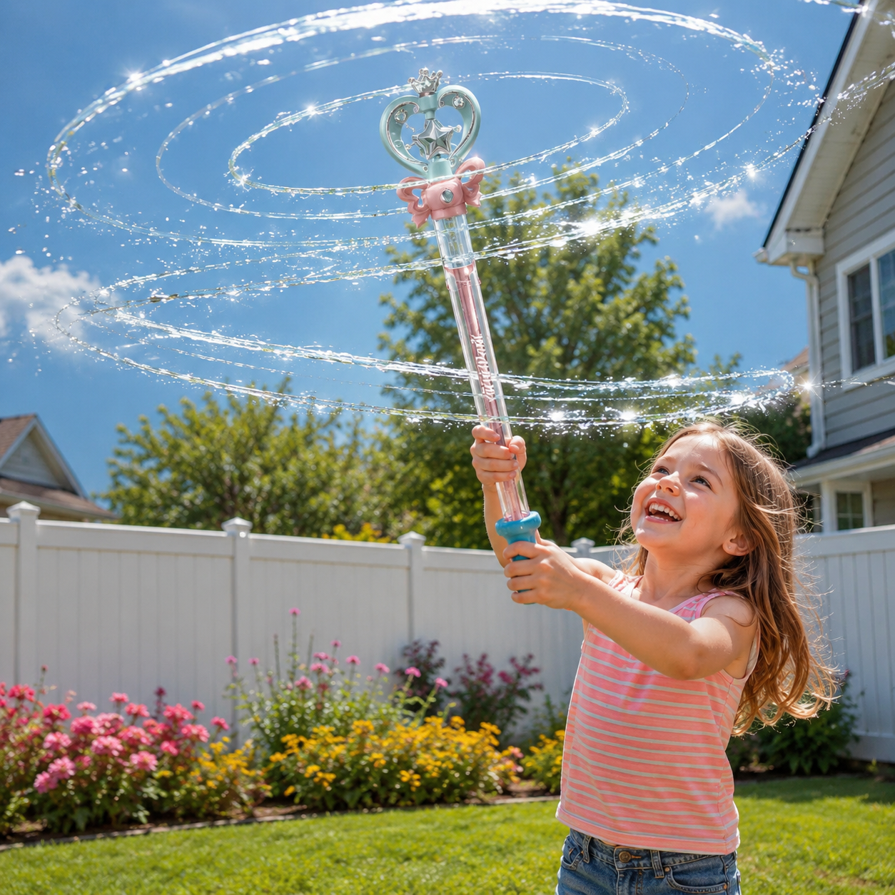 Magic Spinning Water Wand for Kids – Fairy Princess Water Sprayer Toy✨