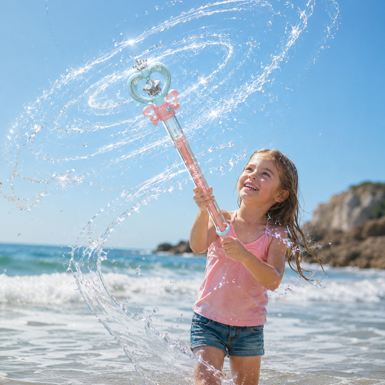 Magic Spinning Water Wand for Kids – Fairy Princess Water Sprayer Toy✨
