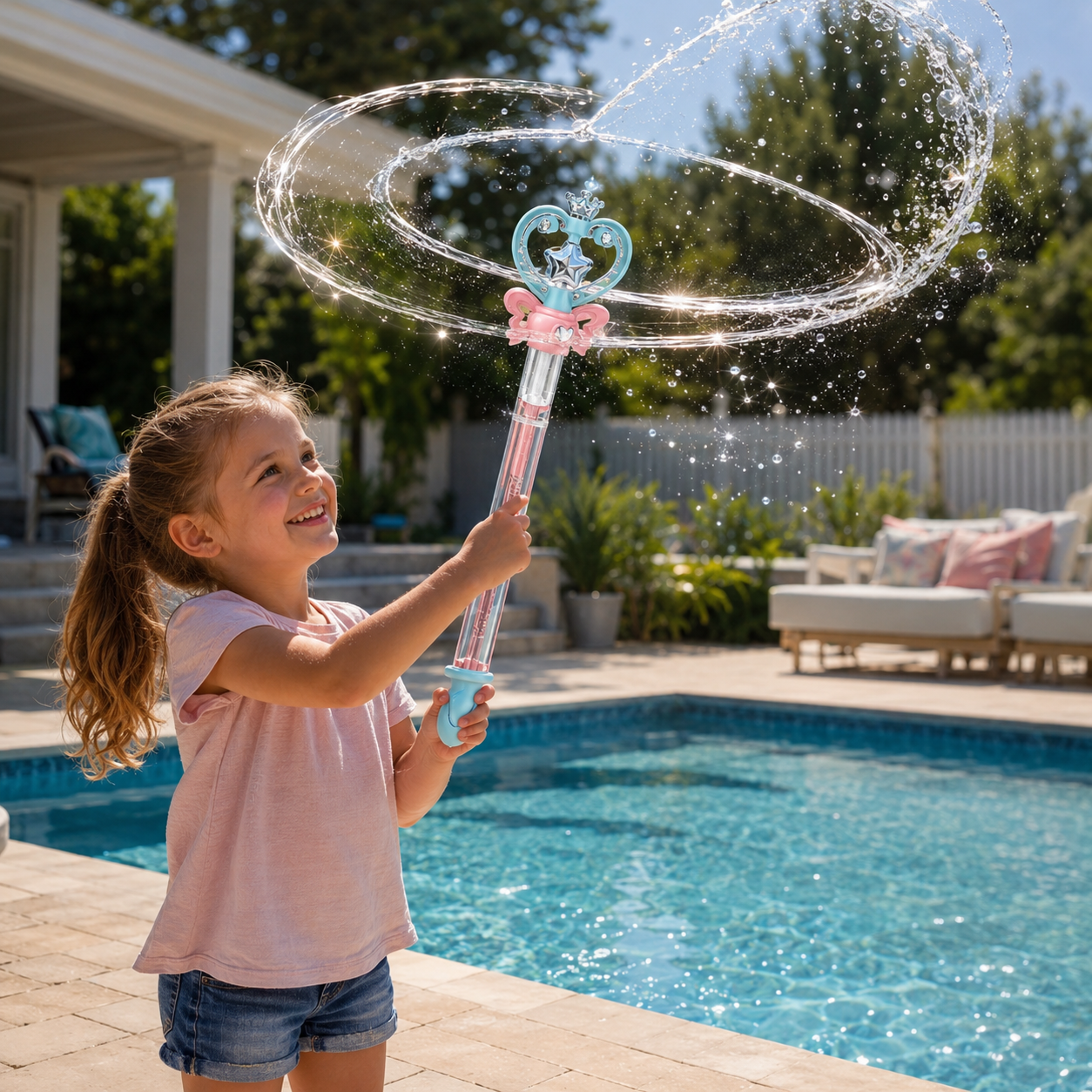 Magic Spinning Water Wand for Kids – Fairy Princess Water Sprayer Toy✨