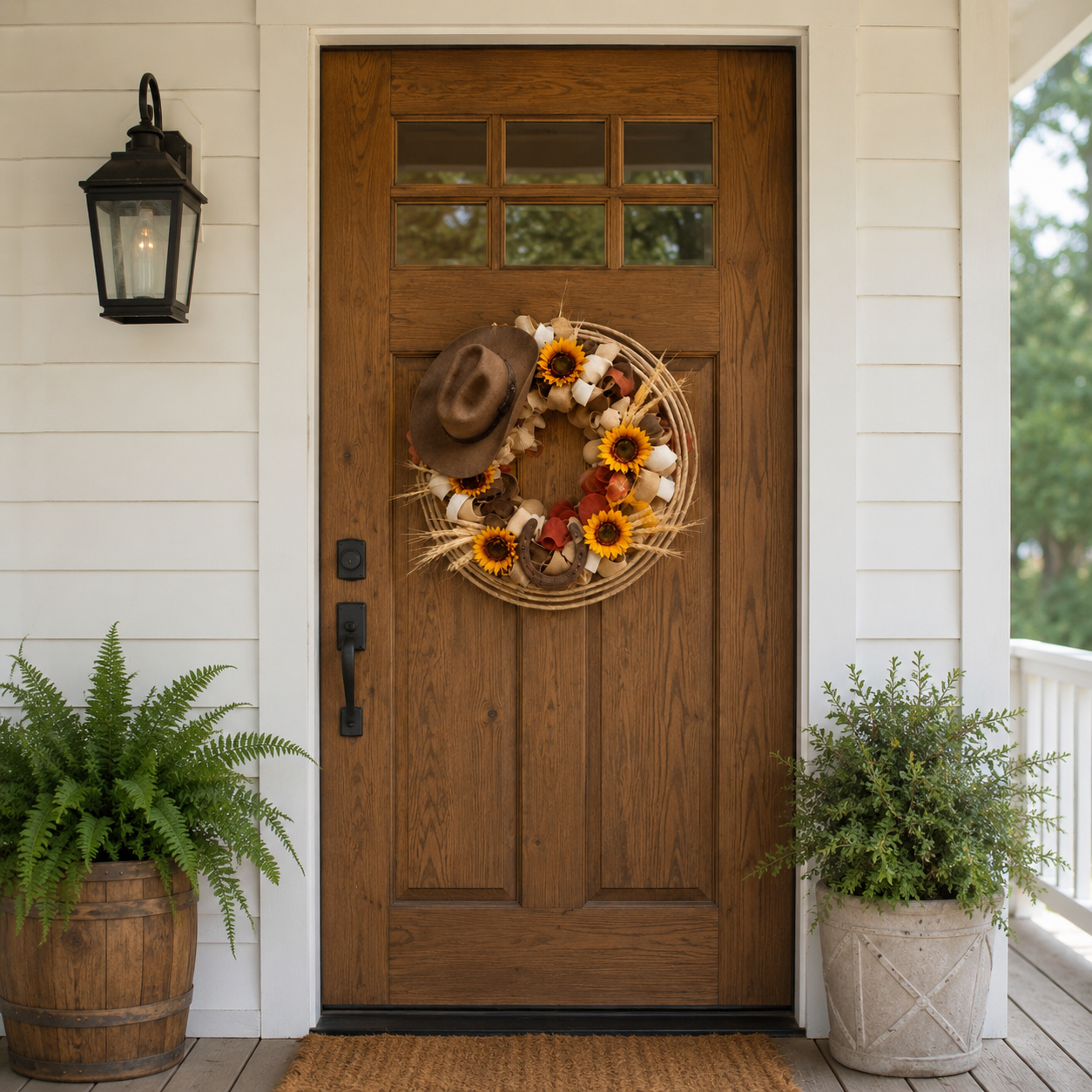 Handcrafted Lighted Western Cowboy Hat Wreath – 2 Styles