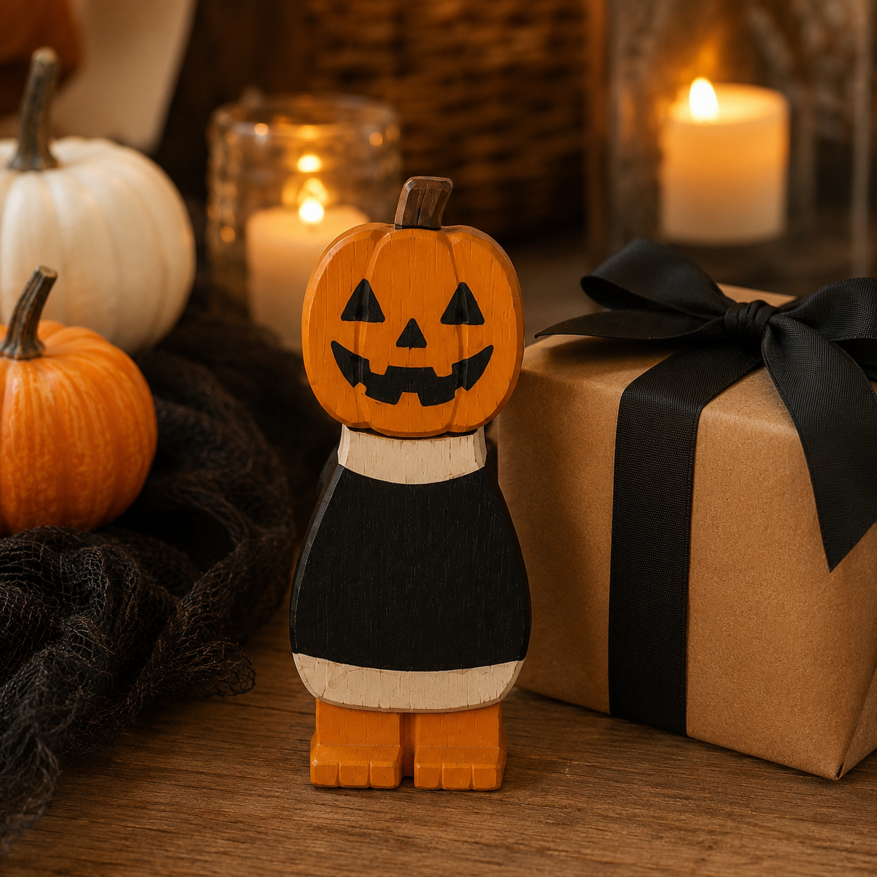 Spooky Halloween Duck Figurines – Wooden Tabletop Decorations