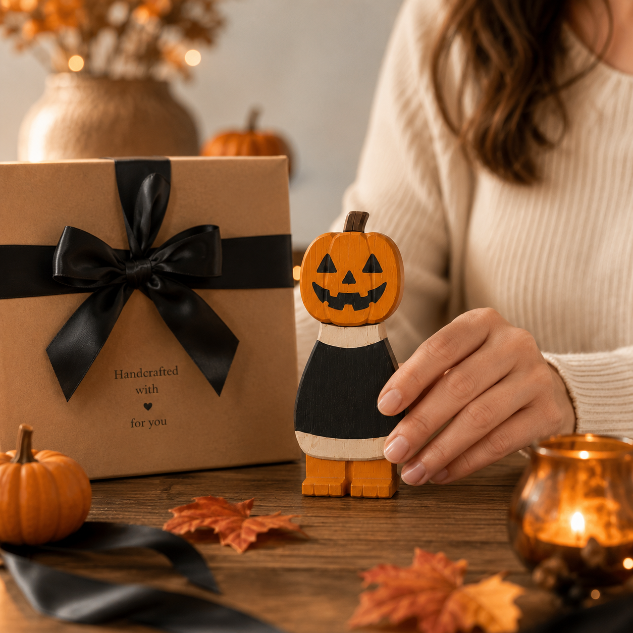 Spooky Halloween Duck Figurines – Wooden Tabletop Decorations