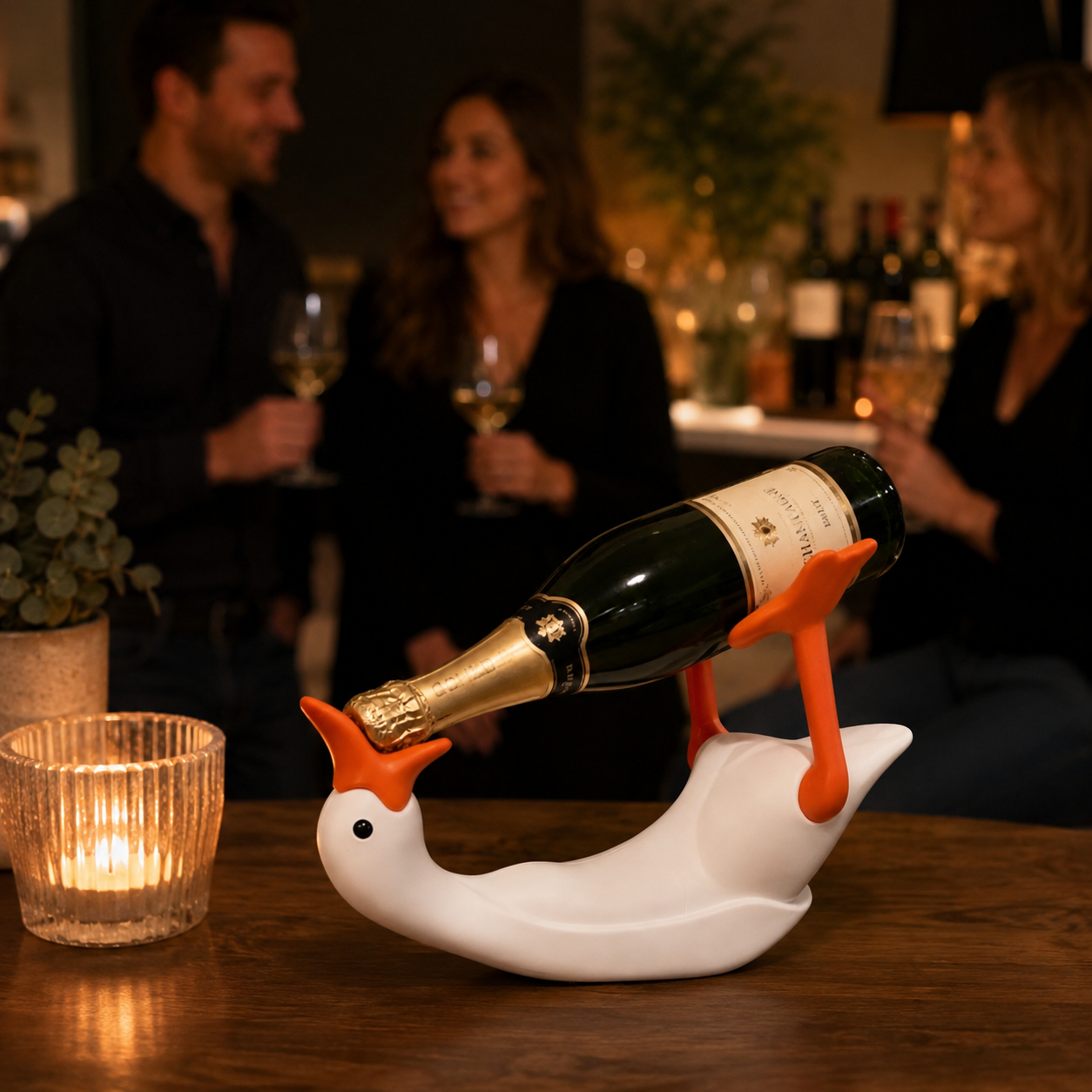 3D Printed Goose Wine Bottle Holder, Cute Duck Wine Rack for Tabletop Decor