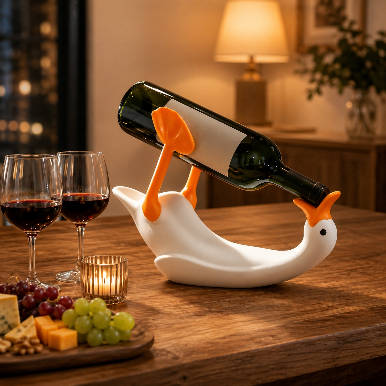 3D Printed Goose Wine Bottle Holder, Cute Duck Wine Rack for Tabletop Decor