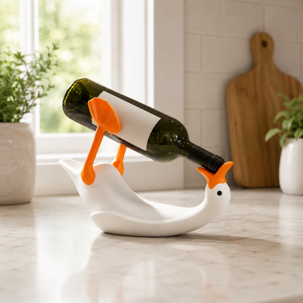 3D Printed Goose Wine Bottle Holder, Cute Duck Wine Rack for Tabletop Decor