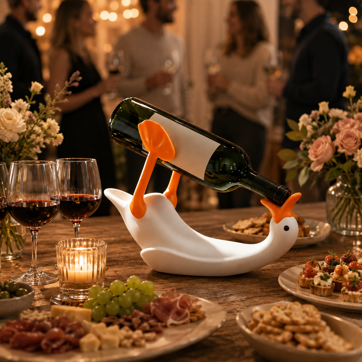 3D Printed Goose Wine Bottle Holder, Cute Duck Wine Rack for Tabletop Decor