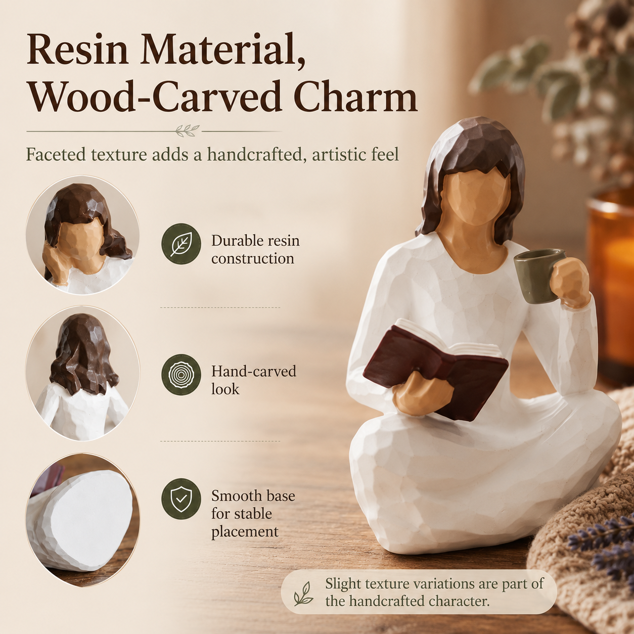 Reading Woman Figurines Set of 3 – Resin Bookshelf Decor