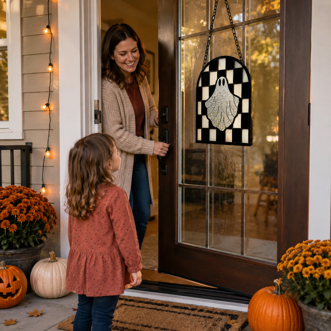 Halloween Ghost Stained Glass Window Suncatcher – Hanging Ghost Window Decor