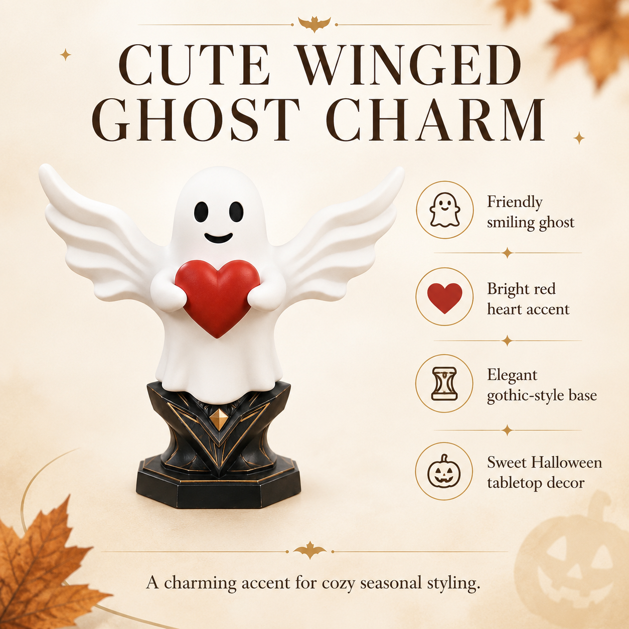 Winged Ghost Figurine, Cute Halloween Tabletop Decor 👻