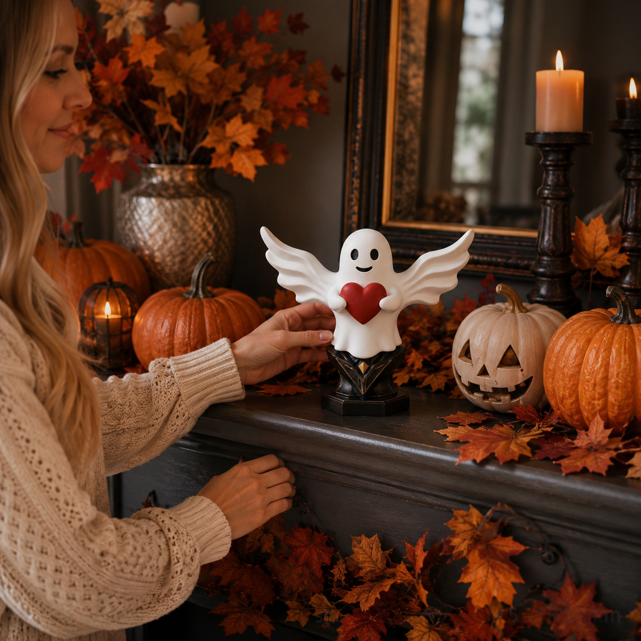 Winged Ghost Figurine, Cute Halloween Tabletop Decor 👻