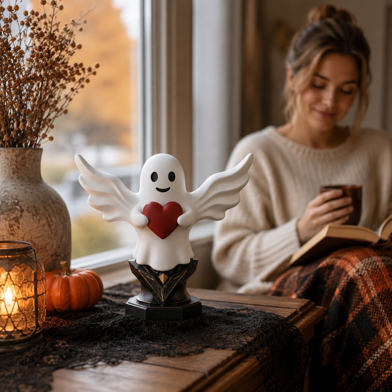 Winged Ghost Figurine, Cute Halloween Tabletop Decor 👻