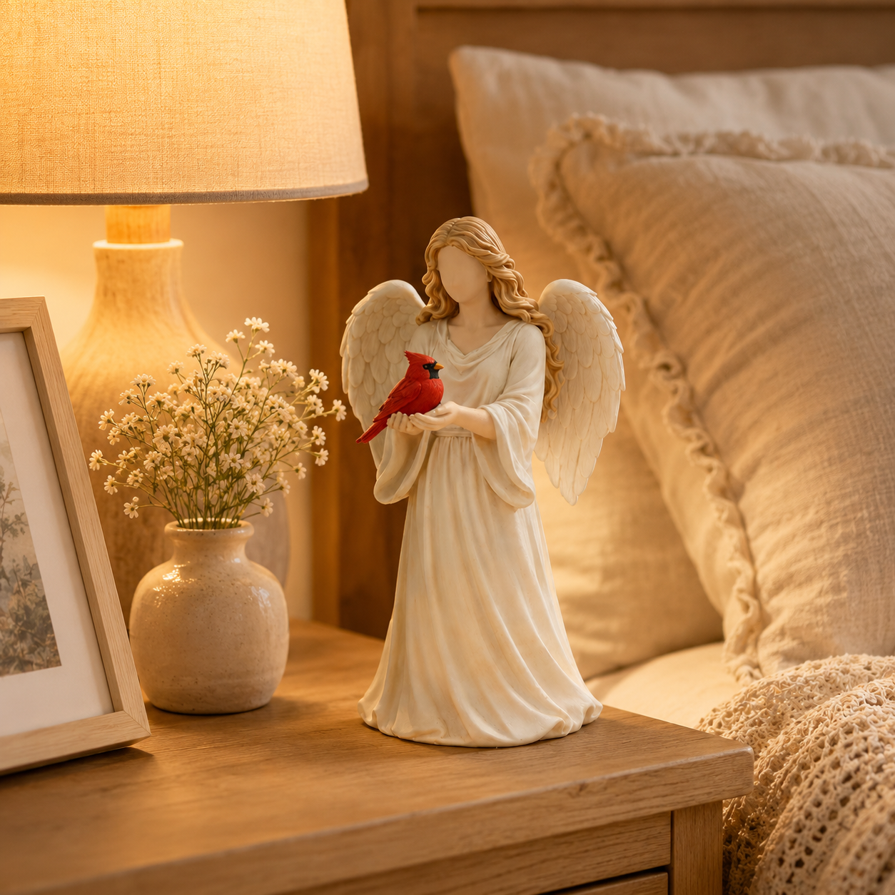 Angel Cardinal Figurine Memorial Decor