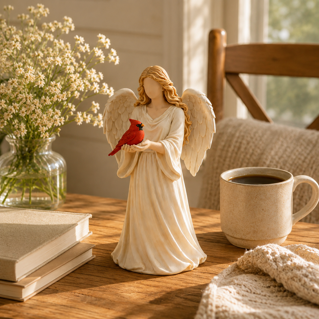 Angel Cardinal Figurine Memorial Decor