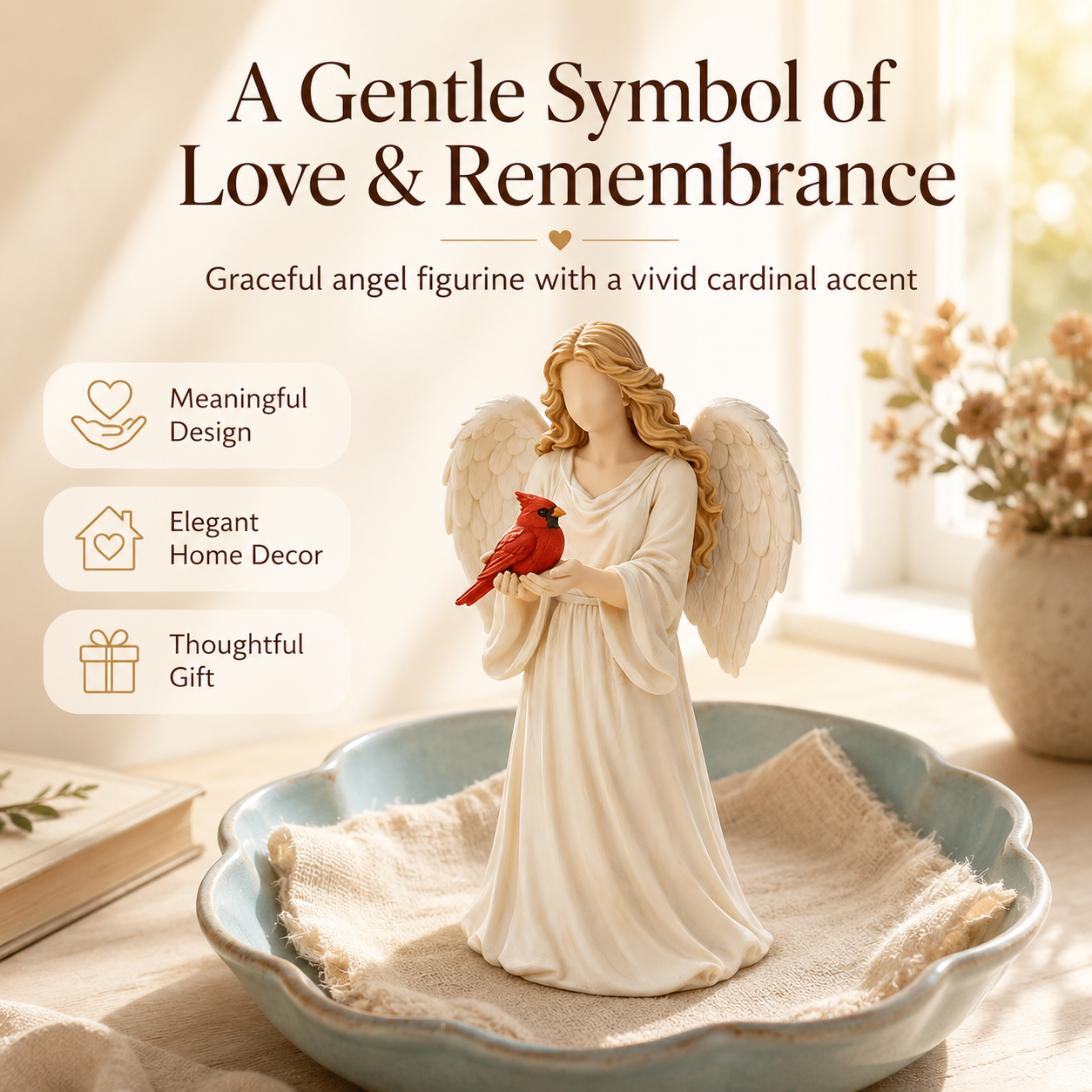 Angel Cardinal Figurine Memorial Decor