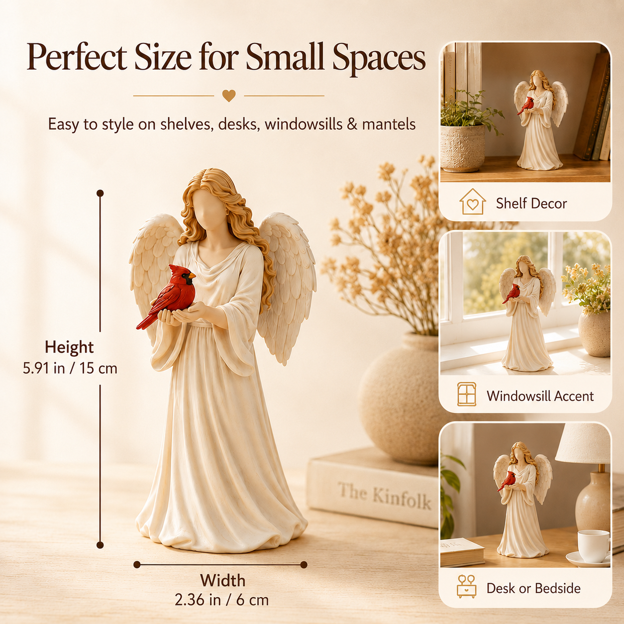 Angel Cardinal Figurine Memorial Decor
