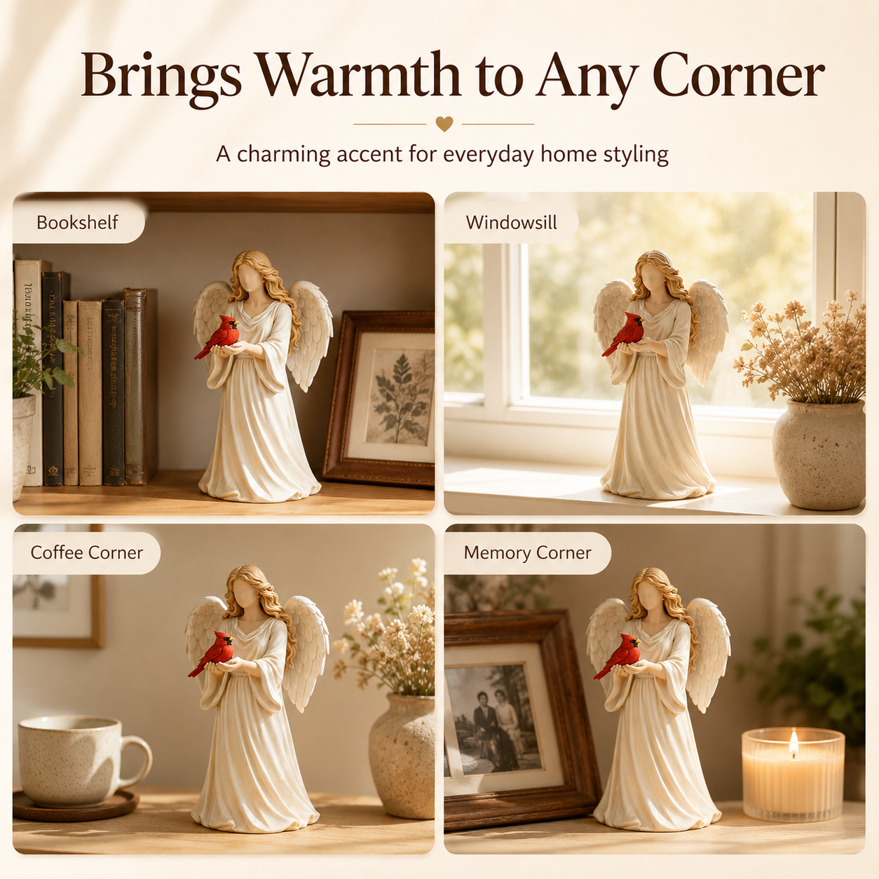 Angel Cardinal Figurine Memorial Decor