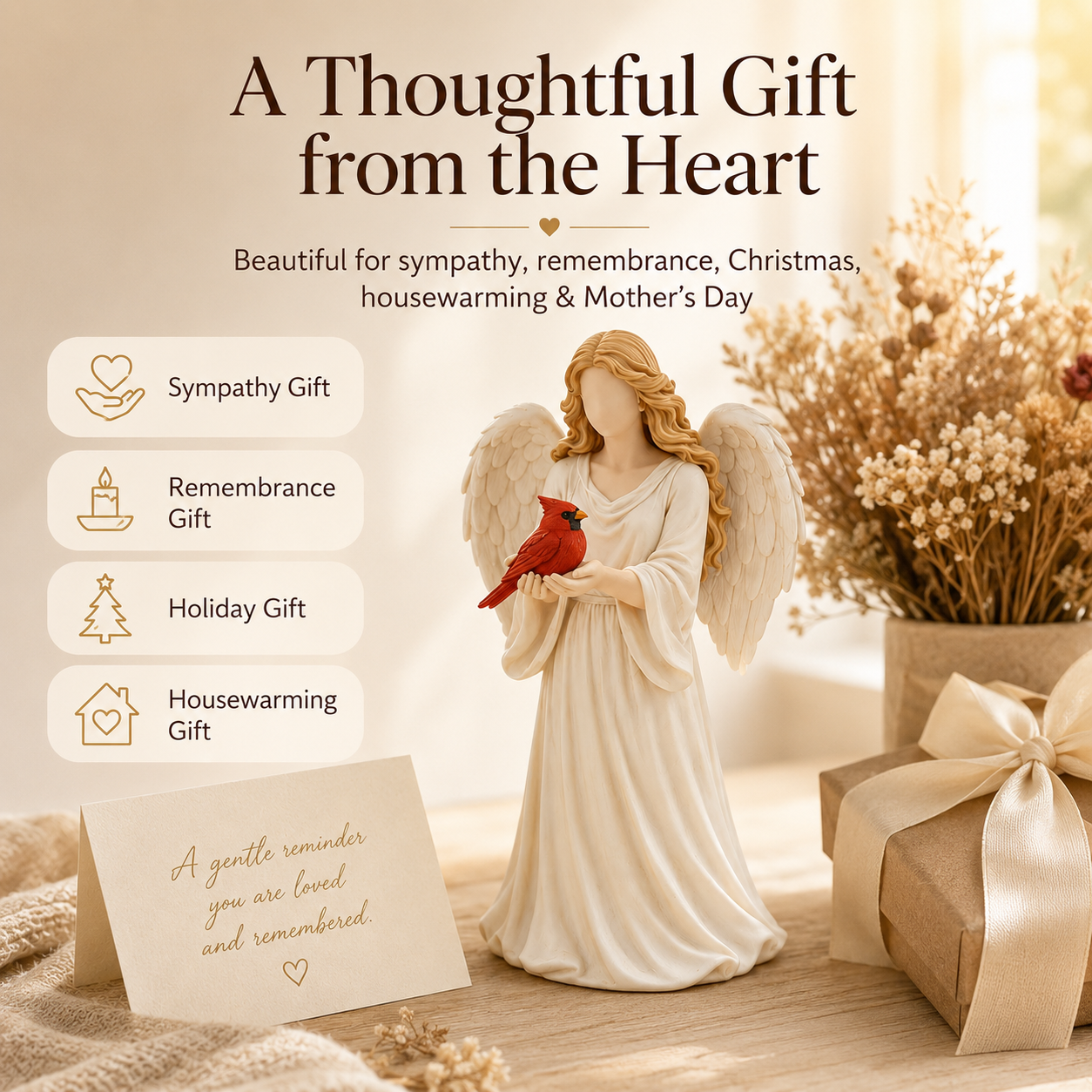 Angel Cardinal Figurine Memorial Decor