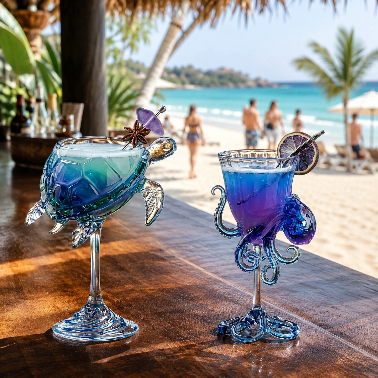 Ocean Animal Cocktail Glasses Set of 2