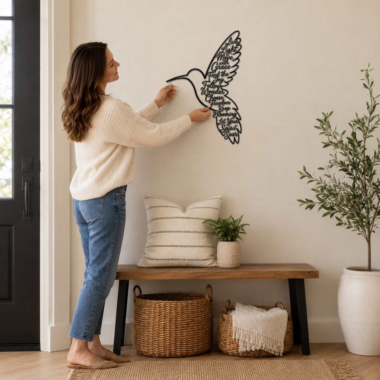 Hummingbird Metal Wall Decor, Inspirational Bird Wall Art for Home
