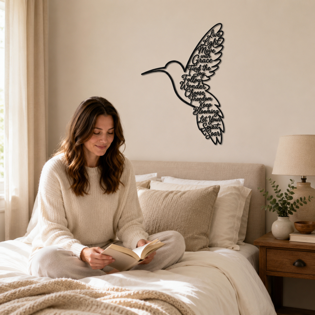 Hummingbird Metal Wall Decor, Inspirational Bird Wall Art for Home