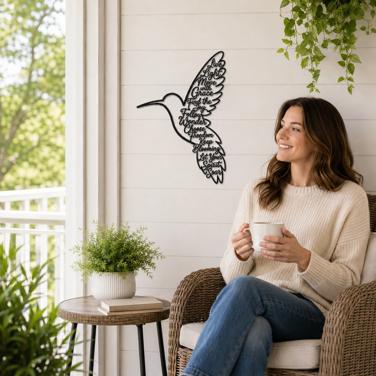 Hummingbird Metal Wall Decor, Inspirational Bird Wall Art for Home