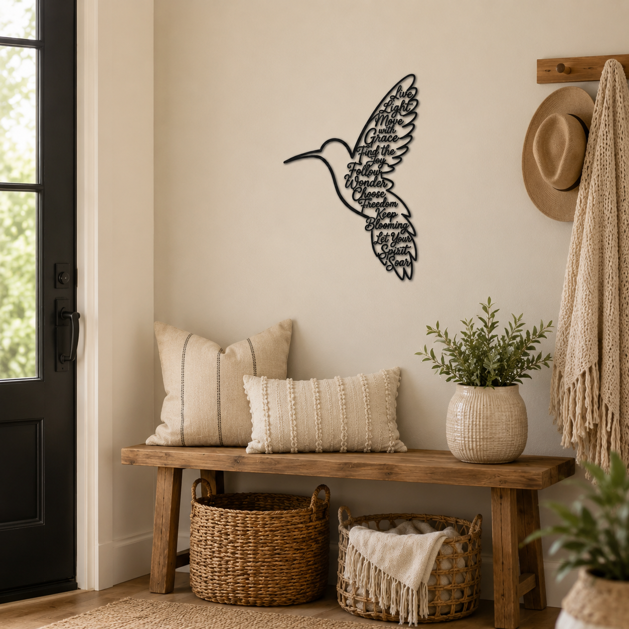 Hummingbird Metal Wall Decor, Inspirational Bird Wall Art for Home